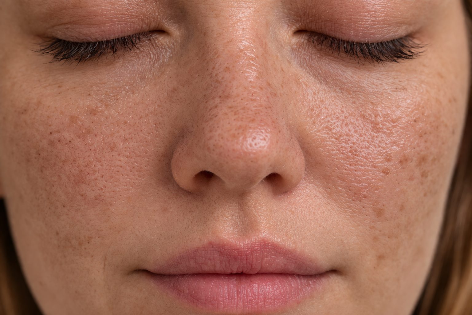 Taches pigmentaires, pores visibles et texture de peau avant peelings chimiques à la clinique Le Centre au Québec | Pigmentation spots, visible pores and skin texture before chemical peels at Le Centre clinic in Quebec